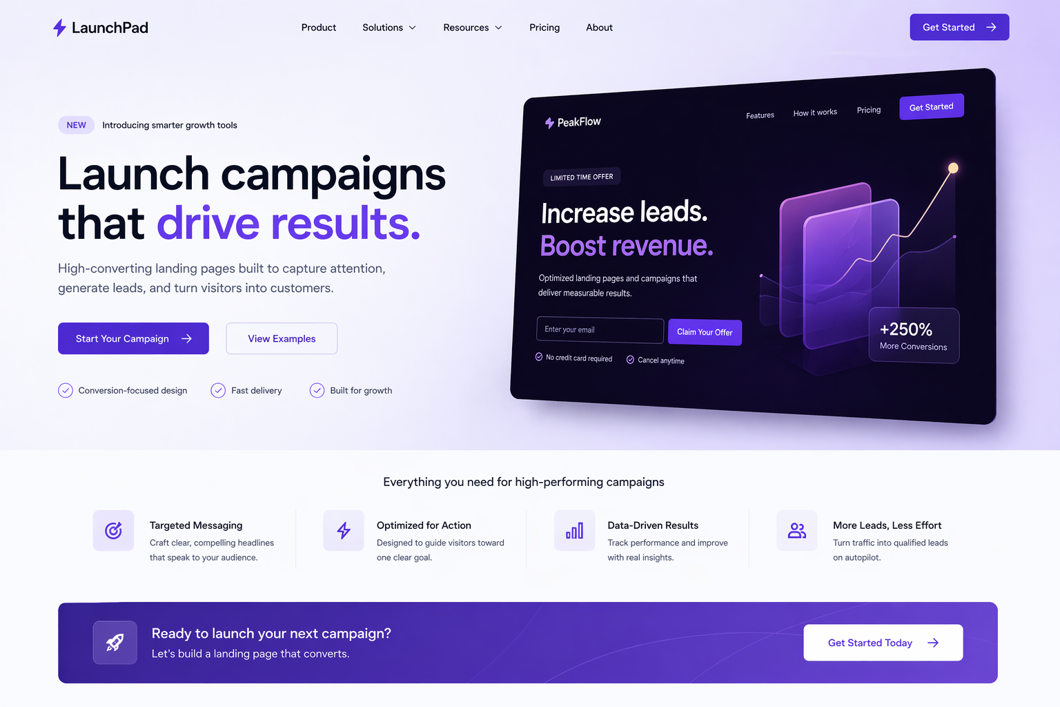 Campaign and landing page website mockup